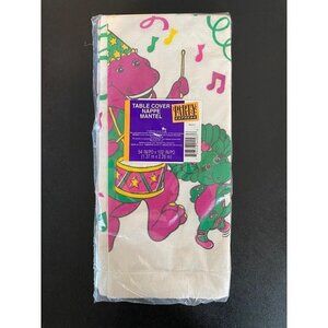 Vintage 90s Barney The Dinosaur & Baby Bop Musical Party Table Cover 54"x102"